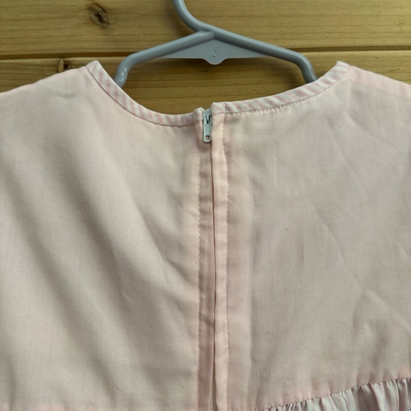 Vintage Lord & Taylor Size 5 Baby Pink Pinstripe Floral Short Sleeve Dress - Picture 11 of 12